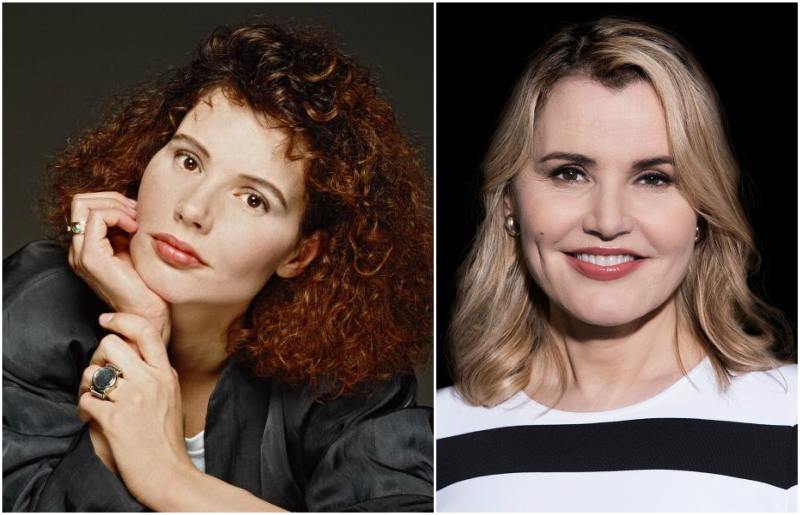 Cor dos olhos e do cabelo de Geena Davis