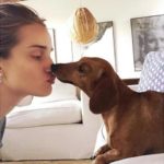 Rosie Huntington-Whiteley and her two Dachshunds