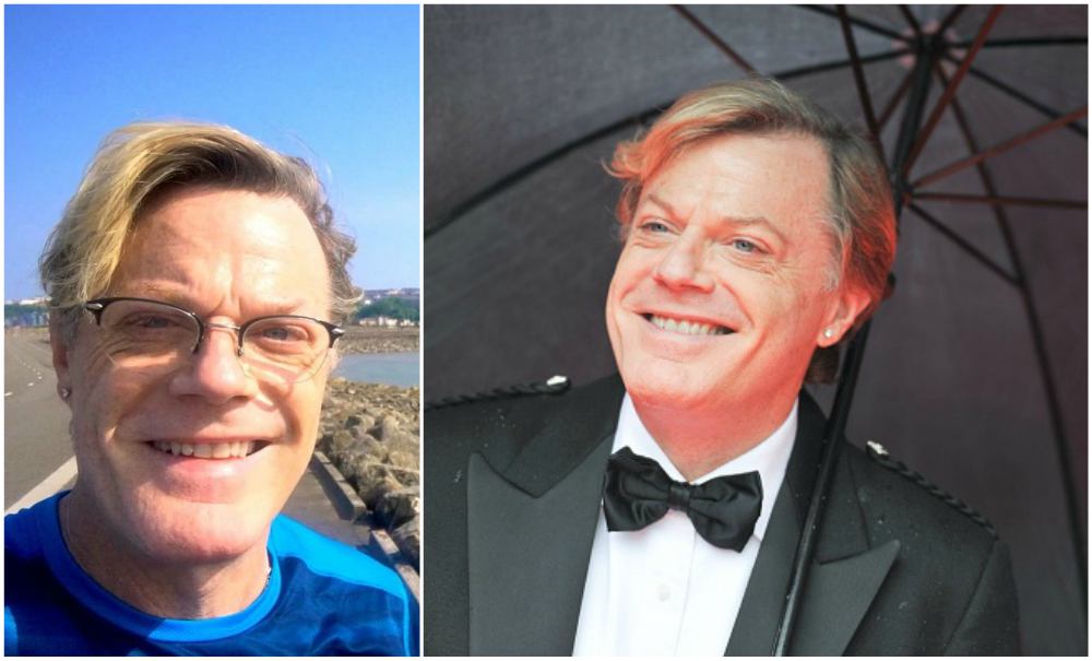 Eddie Izzard`s eyes and hair color