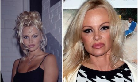 Pamela Anderson`s eyes and hair color