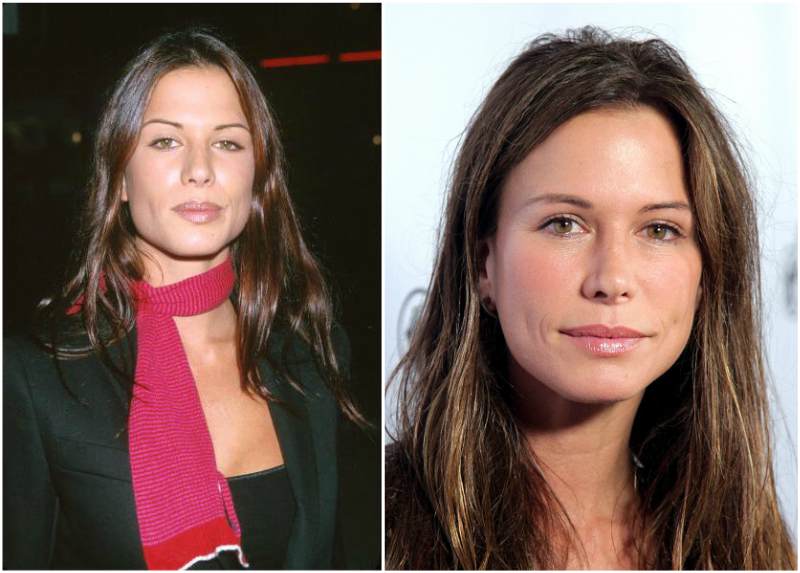 Rhona Mitra`s eyes and hair color