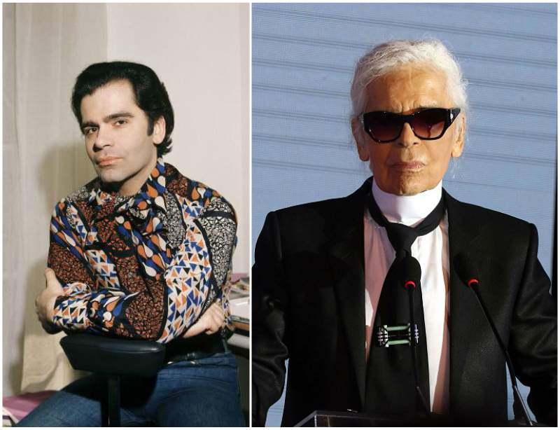 Karl Lagerfeld`s eyes and hair color