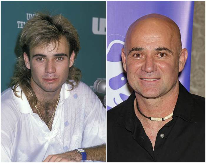 Andre Agassi's ogen en haarkleur