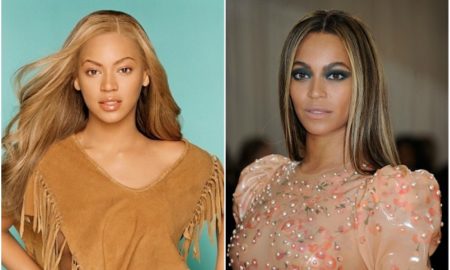 Beyonce`s eyes and hair color