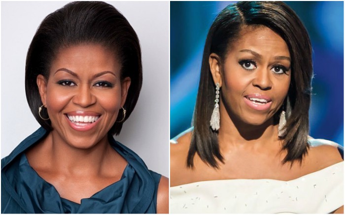 Michelle Obama`s eyes and hair color