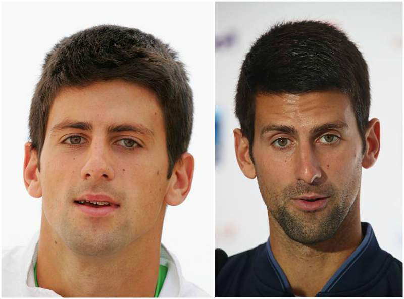 Novak Djokovic's eyes and hair color