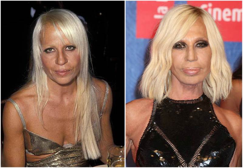 Donatella Versace's eyes and hair color