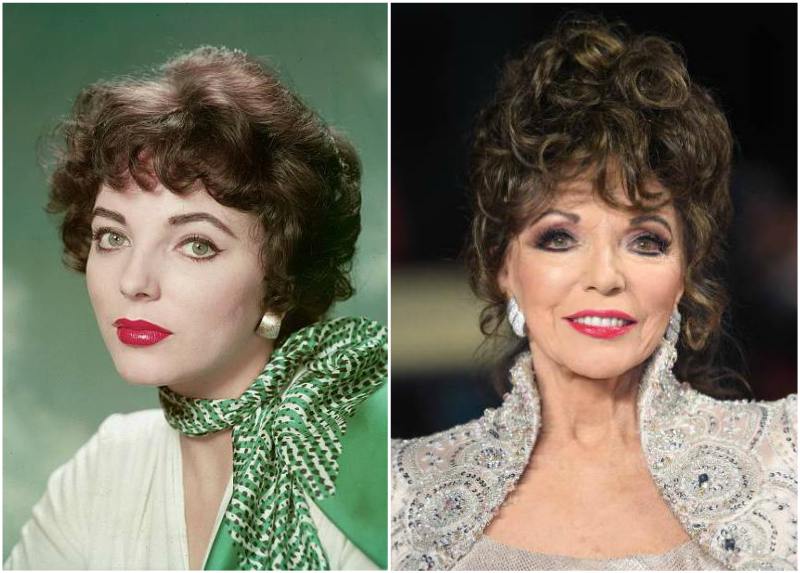 Joan Collins' eyes and hair color