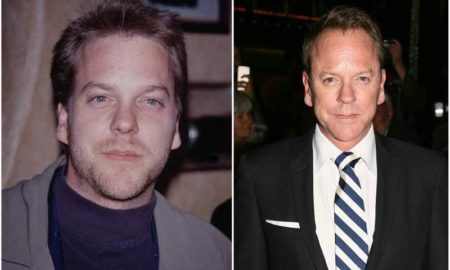 Kiefer Sutherland's eyes and hair color