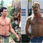 What did Mel Gibson do to gain impressive muscles at his mature age?
