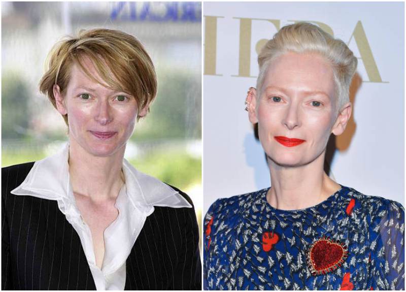 Tilda Swinton's eyes and hair color