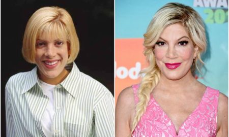 Tori Spelling's eyes and hair color