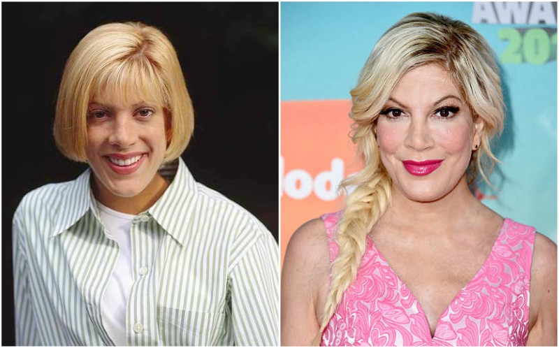 Tori Spelling's eyes and hair color