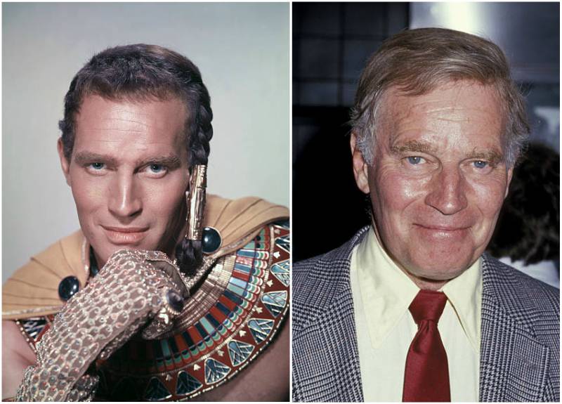 Charlton Heston's eyes and hair color