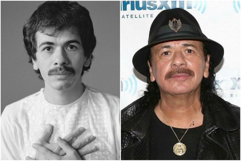 Carlos Santana's eyes and hair color