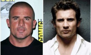 Dominic Purcell's eyes and hair color